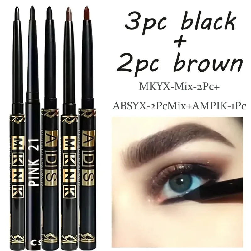 1-12pcs Pensil Celak Hitam Kalis Air Kalis Calit Aplikasi Mudah Dipintal Gel Mata untuk Solekan Mata Punk Tebal Mesra Permulaan — image 10
