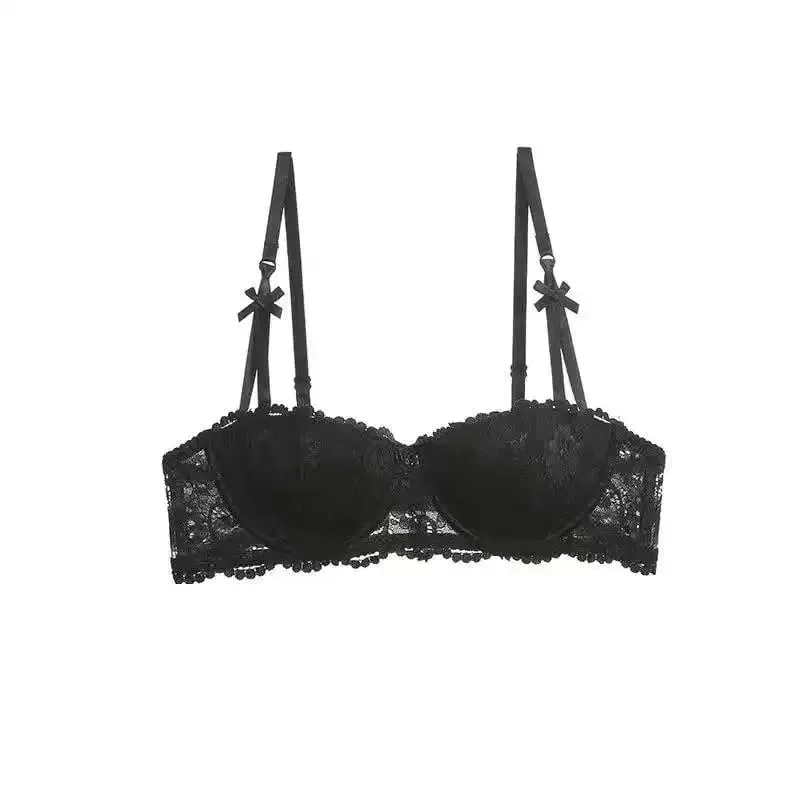 French Lace Half-Cup Bra Ultra-Thin Compact Small Bras Kawaii Lingerie Sexy Push Up Japanese Style Minimalist Design for Women — image 8