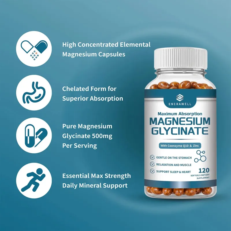แมกนีเซียม Glycinate 500 มก. อาหารเสริมรองรับระบบประสาทสุขภาพกระดูกและกล้ามเนื้อรองรับความสงบอารมณ์และการผ่อนคลายร่างกายเพื่อสุขภาพที่ดีทุกวัน — image 3
