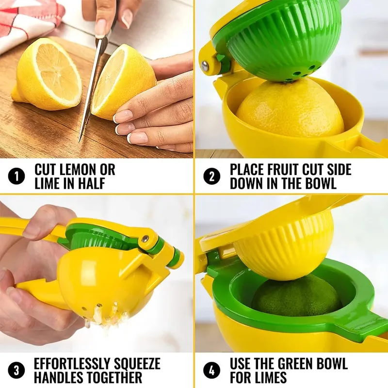 1 Buah Pemeras Lemon Pembuat Jus Buah Segar Jeruk Nipis Segar Pembuat Jus Manual Portabel Ekstraktor Tekan Tangan Logam — image 5