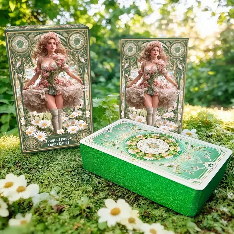 Tarotkort til begyndere med guidebog Spring Sprout Tarot Deck 80 Oracle og Tarotkort Kort med forgyldt læringskant — image 5