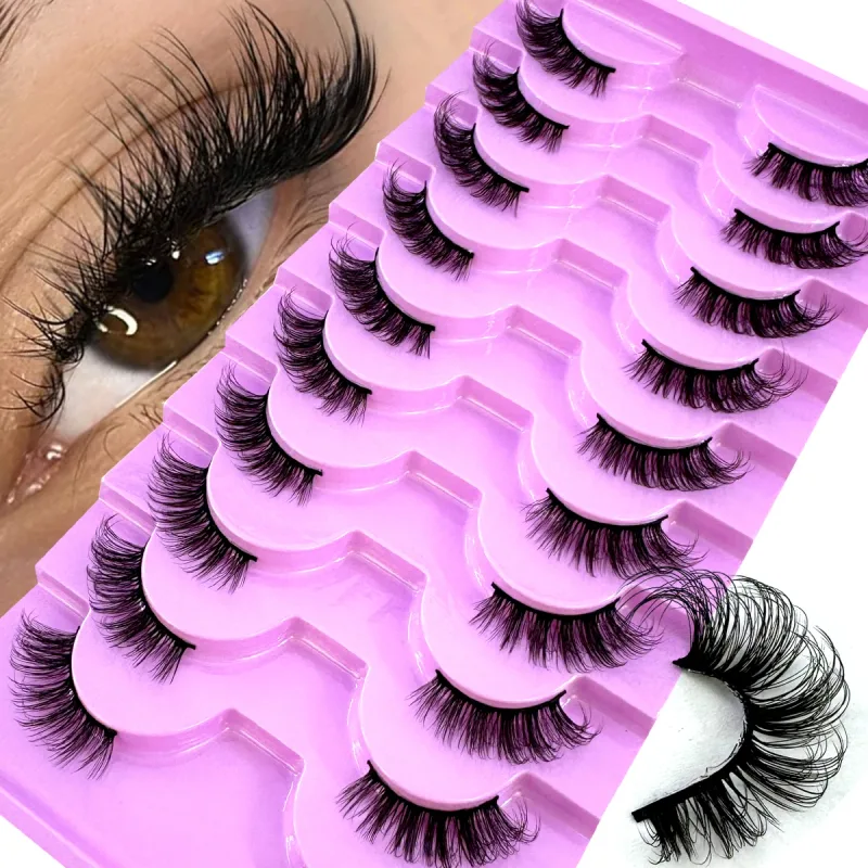 Halve vipper 10 par halve vipper Bløde naturlige katteøjevipper Makeupværktøj Falske øjenvipper Extension Fluffy Faux Cils — image 13