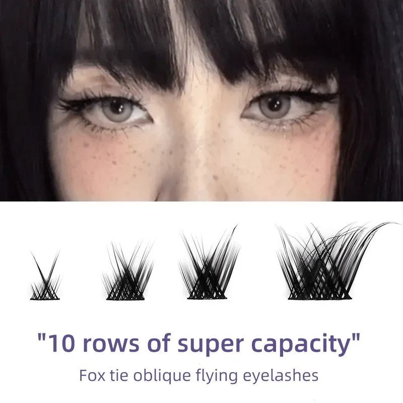 Fox Eye Fairy Lashes 10 แถว Segmental Cluster ที่มองไม่เห็น Band 3D Cat Eye Little Devil Natural Lash Extensions — image 6