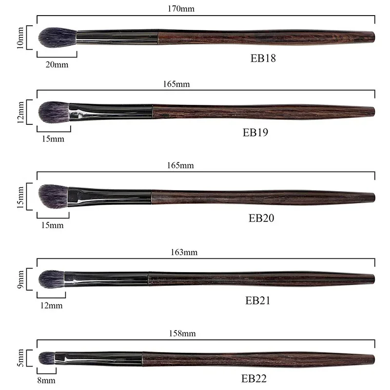 นุ่ม Saikoho ผมแพะ 9 ชิ้นอายแชโดว์ผสมแปรง Ebony Handle Make Up ชุดแปรง Professional Handmade แปรงแต่งหน้าชุด — image 5