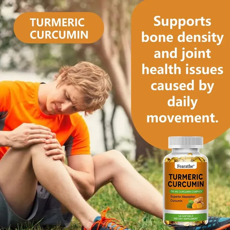 Capsules de curcumine de curcuma biologique – 750 mg, complexe de curcumine le plus puissant pour la santé du cerveau, des muscles osseux cardiovasculaires — image 5