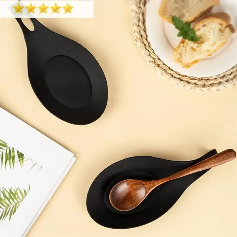1/4pcs Silicone Spoon Rest Spatula Holder Heat Resistant Utensil Placemat Tray Kitchen Tools Spatula Resting Kitchen Accessories — image 2