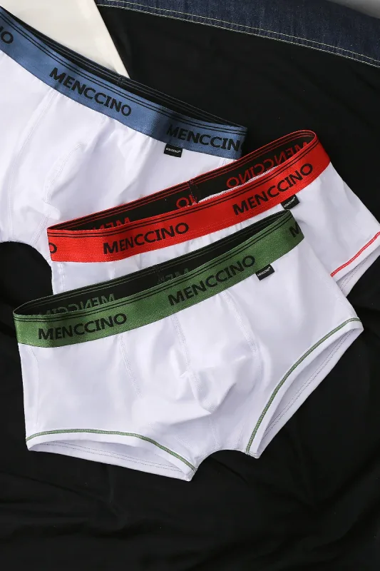 3pcs/lot cotton men's boxers solid color underwear men's low waisted breathable young — image 7