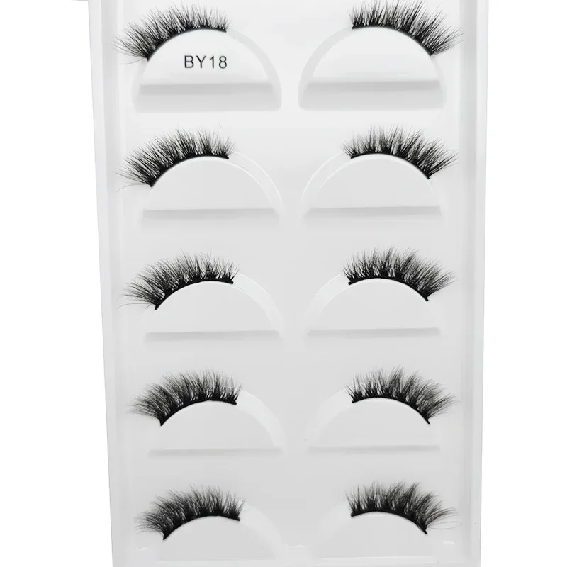 Přírodní 3D norkové umělé řasy Měkké jemné nadýchané oči umělé řasy make-up řas krása kočka Cilios 5 párů 15 stylů — image 16