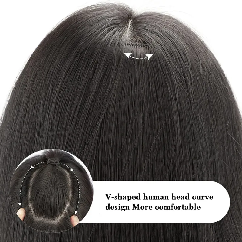 Synthetic V-shaped hair extensions wigs clips that naturally connect to women's hair heat-resistant wigs used for daily wear — image 3