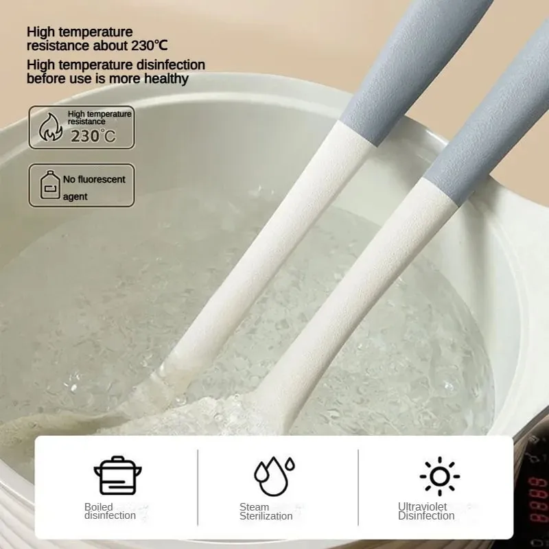 Juego de 1/2/3/4 espátula de silicona gris y blanca, juego de cuchara para sopa, sartén antiadherente, herramientas de cocina, kit de cocina
