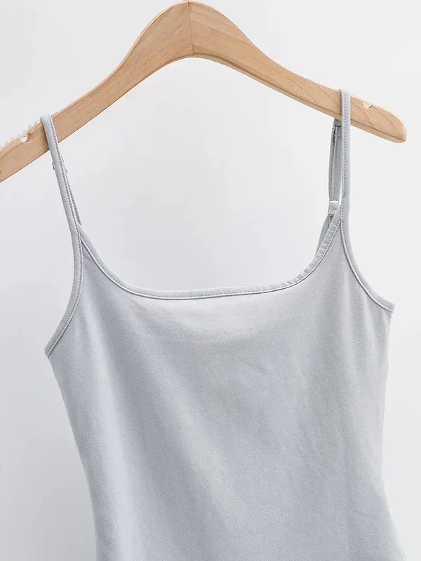 Sommarnyheter i butiken Ren färg Tunn Stretch Stickad Sling One-Piece Sexig Beach Style — image 4