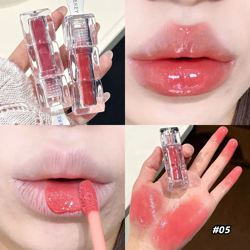 Brillant à lèvres miroir aqueux, hydratant durable, facile à porter, vernis à lèvres en verre d'eau, teinte rouge Sexy, cosmétiques — image 7