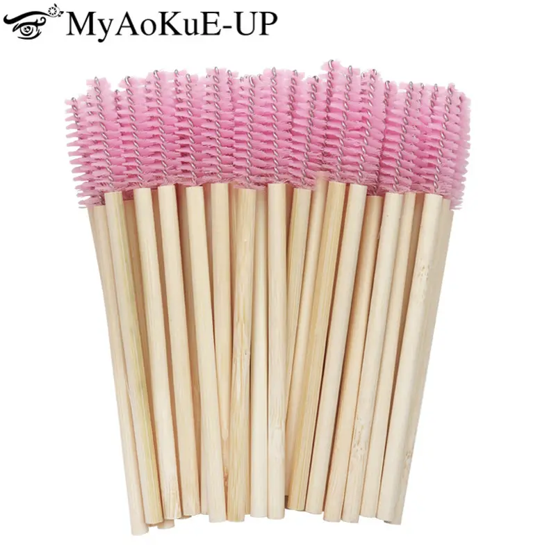Wooden Makeup Mascara Brushes Wand Disposable Cosmetic Makeup Eyebrow Brush Applicator Eyelash Extension Cosmetic Brushes Tools — image 1