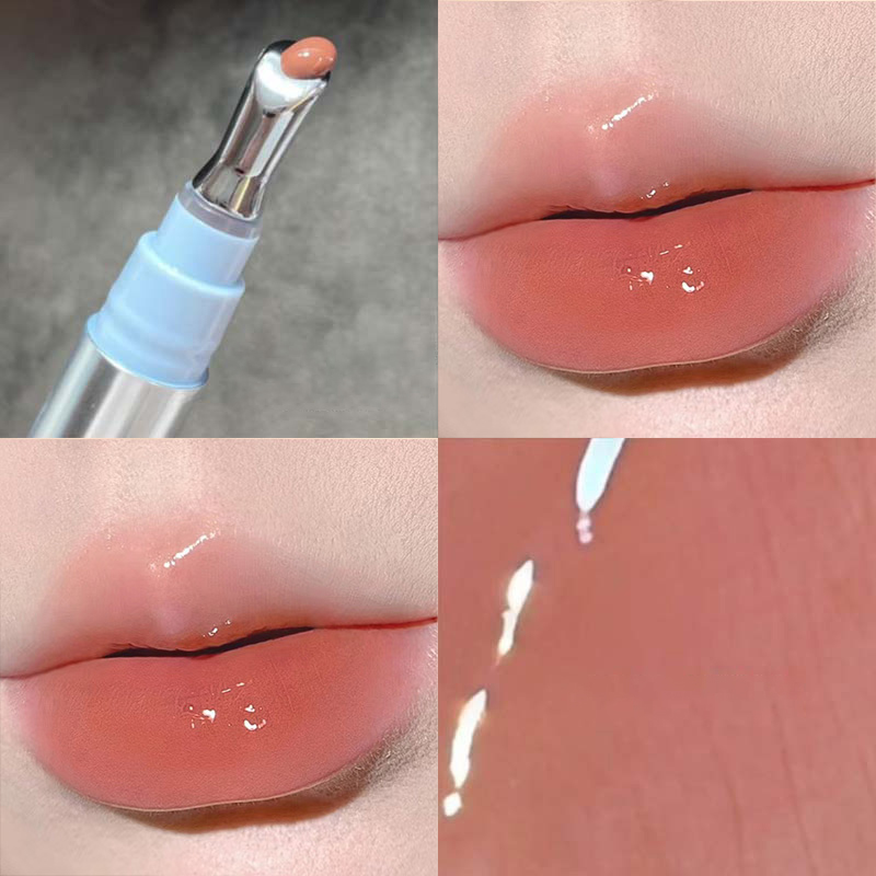 Cermin Esensi Berair Lip Gloss Tahan Lama Tidak Lengket Lipstik Cair Menepuk Jelly Lip Glaze Makeup Pelembab Warna Bibir — image 11