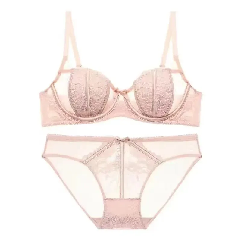 Sexy Elegant French Lace Lingerie Women's Soft Underwired Top Support Gathered Comfortable Not Empty Cup Bra — image 3