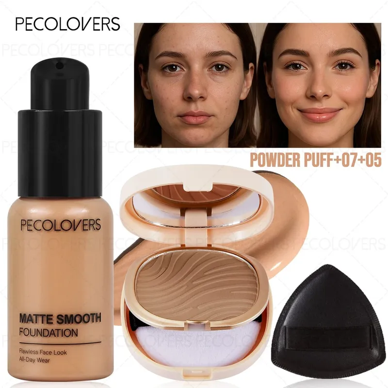 3pcs/Set Foundation Loose Powder Triangle Makeup Kit Full Coverage Liquid Foundation Waterproof Long-Lasting Base Makeup — image 11