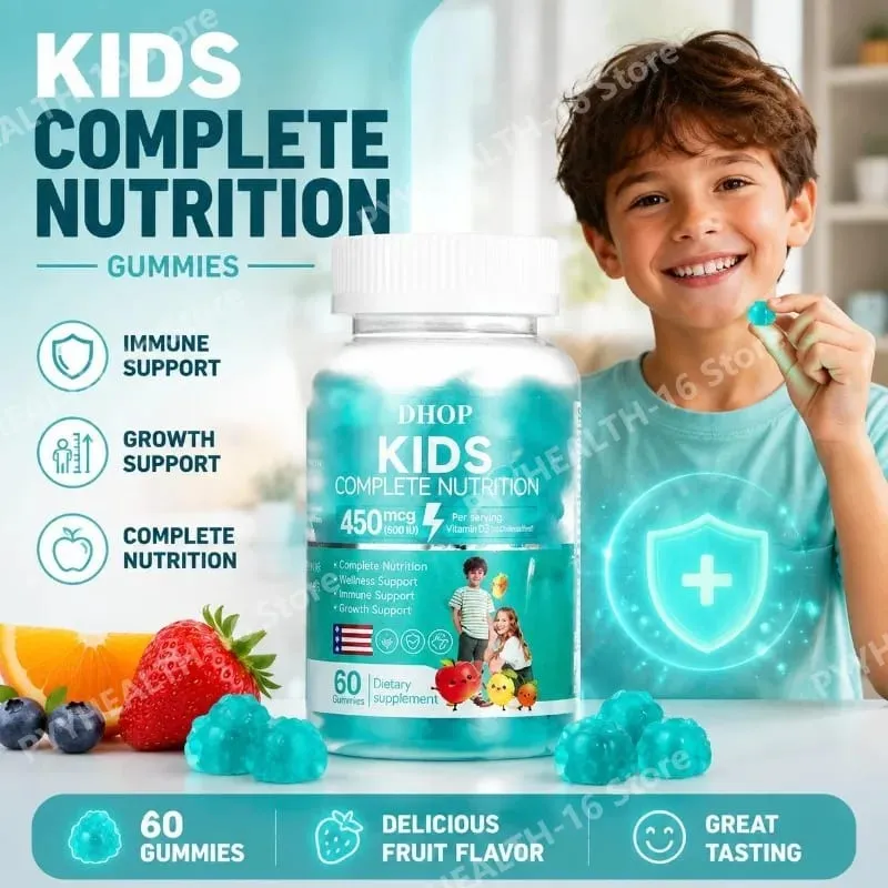 Gummies multivitamines pour enfants vitamine D3 C Zinc B vitamines soutien immunitaire bien-être quotidien Nutrition saveur de fruit 60 Gummies — image 2