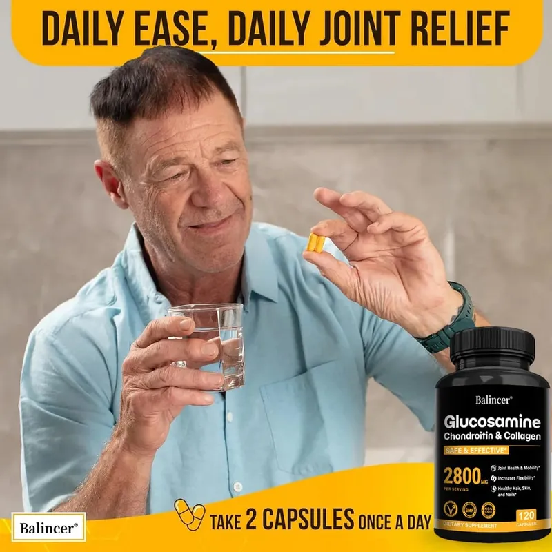 Glucosamin Chondroitin MSM Kapsler Ledstøttetilskud Støtte Bruskfleksibilitet Knoglestyrke & hår Hud Negle — image 6