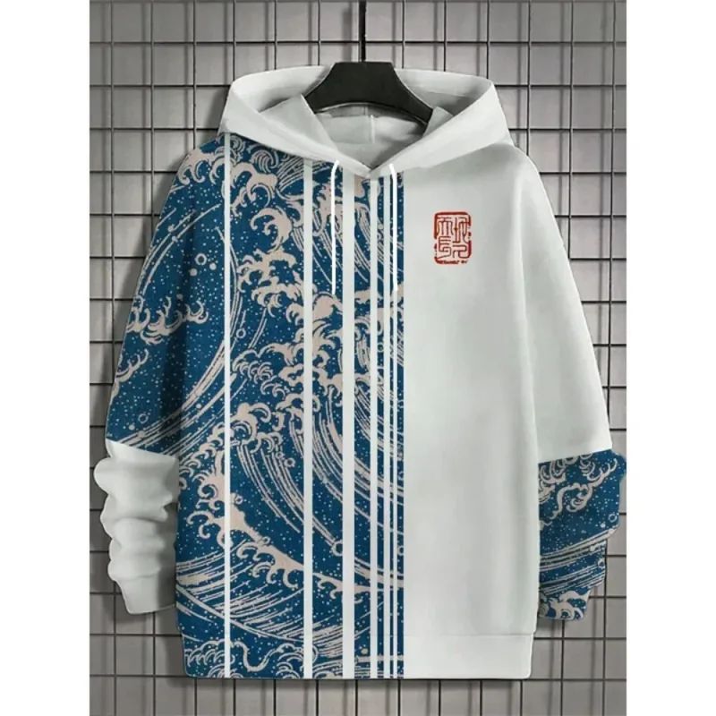 Fuji Mountain Lake Scenery Black Cat Graphic Hoodie Men Pullover Hooded Sweatshirt — image 6