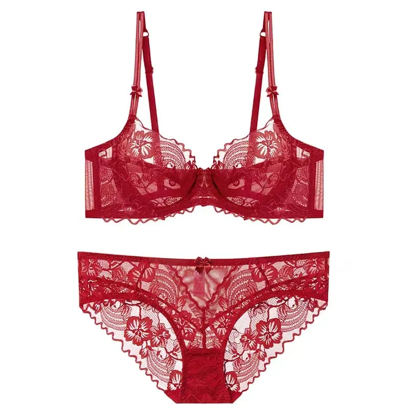 French Lace Minimizer Bra for Women Full Bust Support Bra Ultra Thin & Breathable Anti-Sagging Sexy Tushy Bra Set MOYISU Sexy — image 13