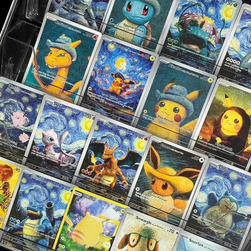 DIY 18Pcs Anime PTCG Collection Card Van Gogh Series Mewtwo Charizard Eevee Blastoise Lugia English Collection Card Child Gift — image 3