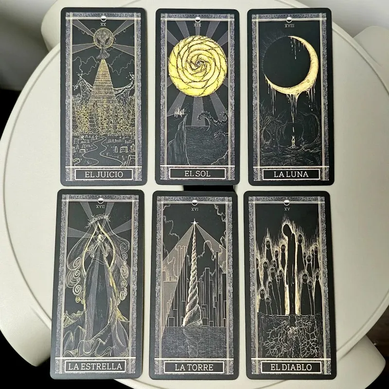 Dek Tarot Kinner 11*5.3sm Dek Tarot Tradisional 11*5.3cm Diilhamkan Secara Kosmik Dilukis Tangan Lengkap 78 Kad Dalam Bahasa Espanol Sepanyol