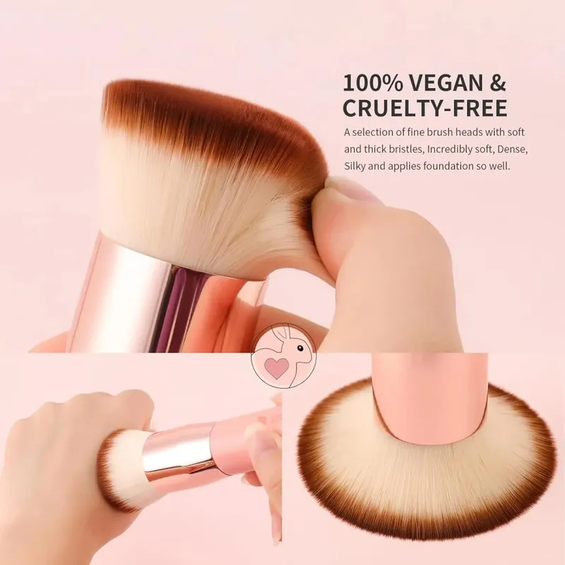 DUcare Foundation Brush Flat Top Kabuki Makeup Børster Syntetisk hår Væskeblanding Mineral Powder Buffing Stippling Cosmetics — image 4
