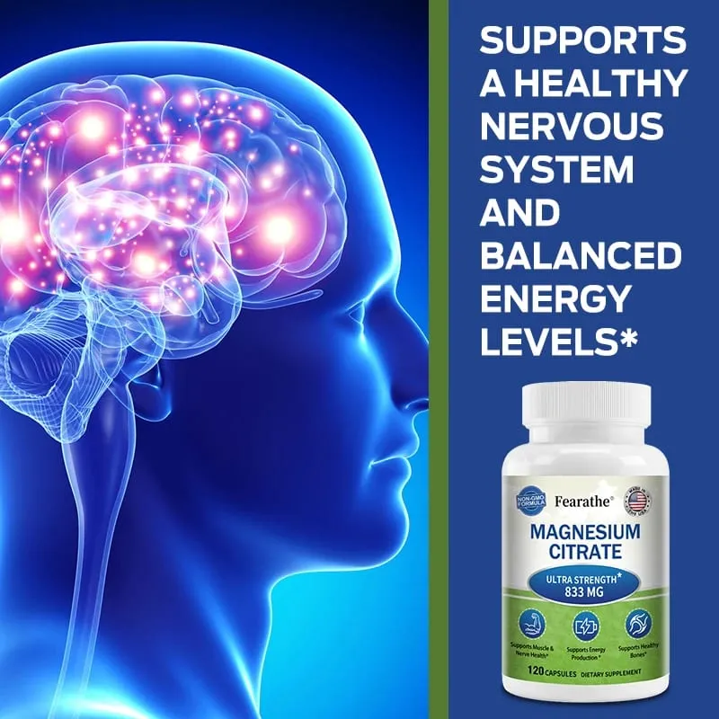 Capsules de citrate de magnésium, hautement absorbables, favorise la relaxation, le sommeil, les os, le cœur, les nerfs, les muscles et le métabolisme — image 6