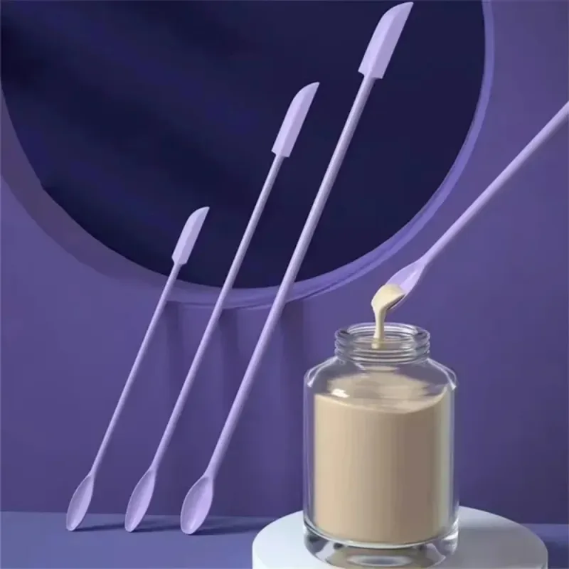 3 pçs espátula de silicone de cabeça dupla escova macia colher de escavação cosmética alongada jam raspagem colheres de maquiagem portátil conjunto — image 5
