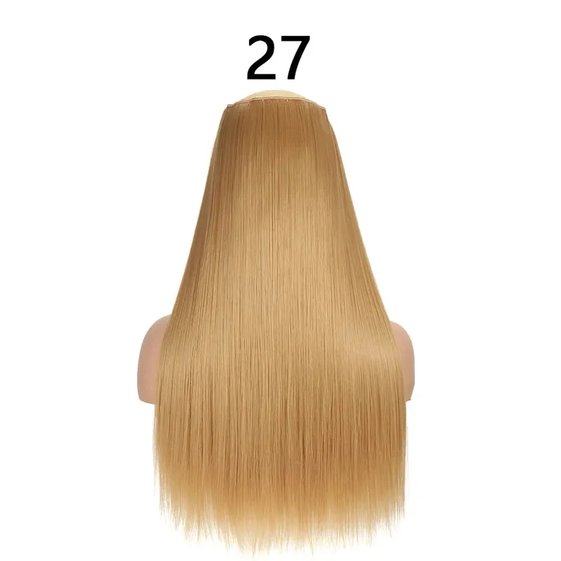 สังเคราะห์ 24 นิ้ว One Piece 5 คลิปยาวตรงทรงผมทนความร้อนปลอม Hairpiece สำหรับผู้หญิง NATURAL Brow — image 15