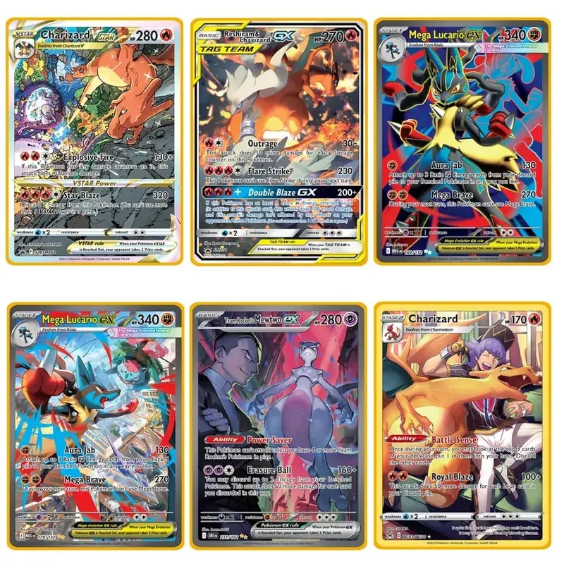 2025 NEU Pokemon Metallkarte 10000 Punkte Arceus Glurak Superkarte Golden English Mewtwo Vmax GX EX Anime Collection Cards Gif — image 4