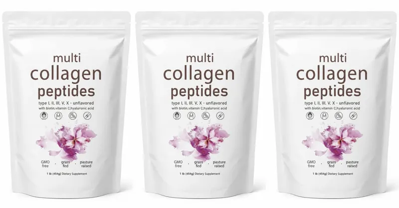 Multi Collagen Peptides Powder 454g Unflavored Collagen Blend with Vitamin C Biotin Hyaluronic Acid Skin Hair Nails Support