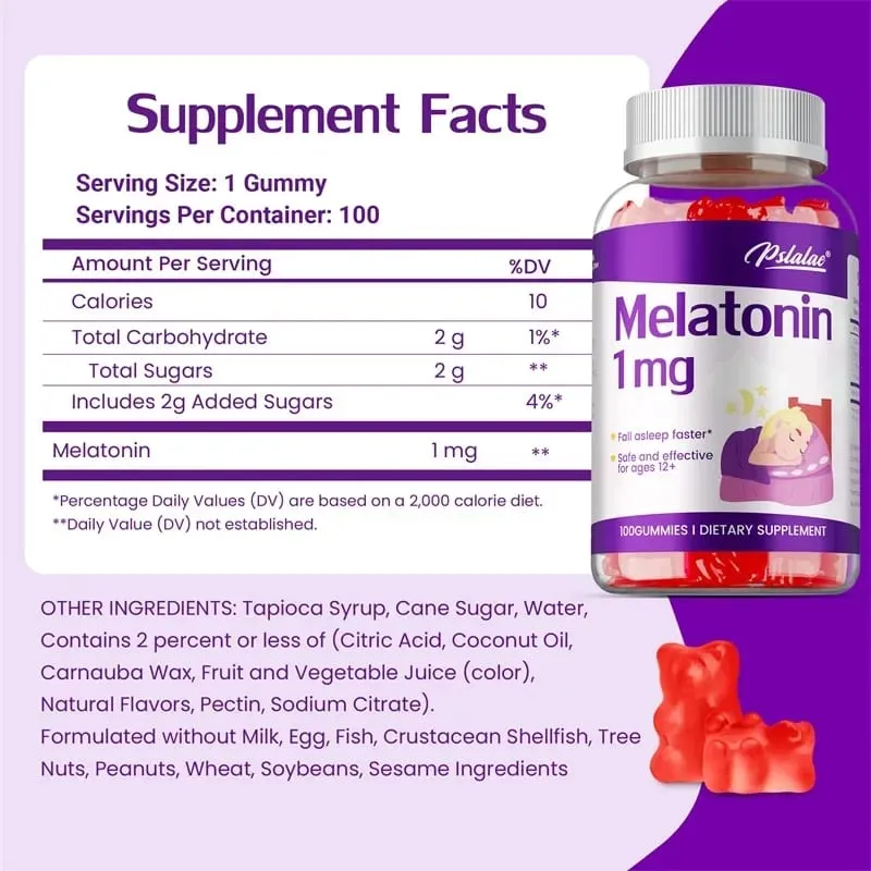Melatonin Gummies 1 มก. - เครื่องช่วยการนอนหลับสำหรับเด็กบรรเทาความเครียดปรับปรุงการนอนไม่หลับปรับปรุงคุณภาพการนอนหลับและการนอนหลับที่ลึกยิ่งขึ้น — image 3