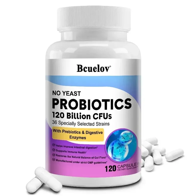 Digestive Health Probiotics 120 Billion CFU Prebiotics & Digestive Enzymes Adult Probiotic Supplement Promotes Gut Health