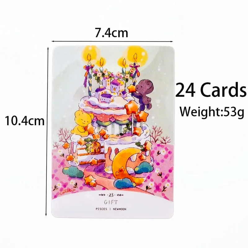 Cotolie KUMACHAN MOON CARDS 24 Stk Deck Engelsk Version Adorable Bear Oracle Cards Brætspil til familiefest 10,4*7,4cm — image 4