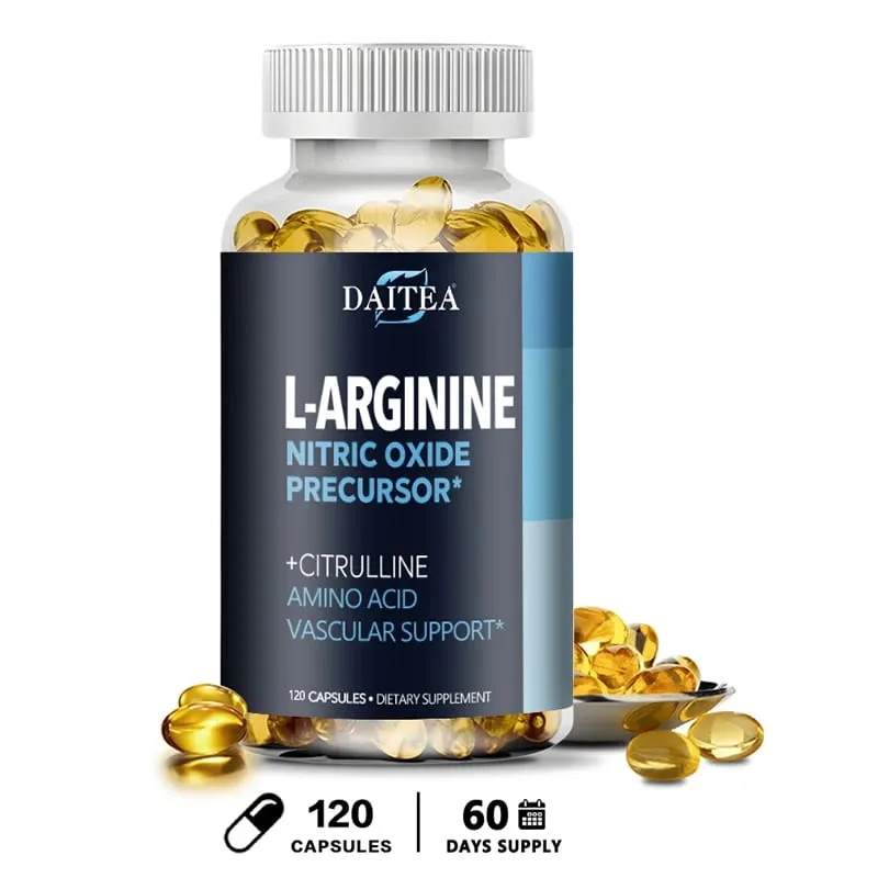 Supplément Daitea L-Arginine - Pour la force énergétique et le soutien de l'endurance pendant l'exercice | Masse musculaire sans OGM