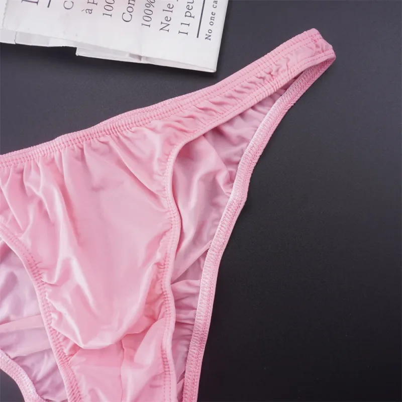 Man Solid Color Ice Silk Seamless Briefs Low Waist U Convex Male Panties Ultra-thin Underwear Elastic Quick Dry Breath Panty — image 6