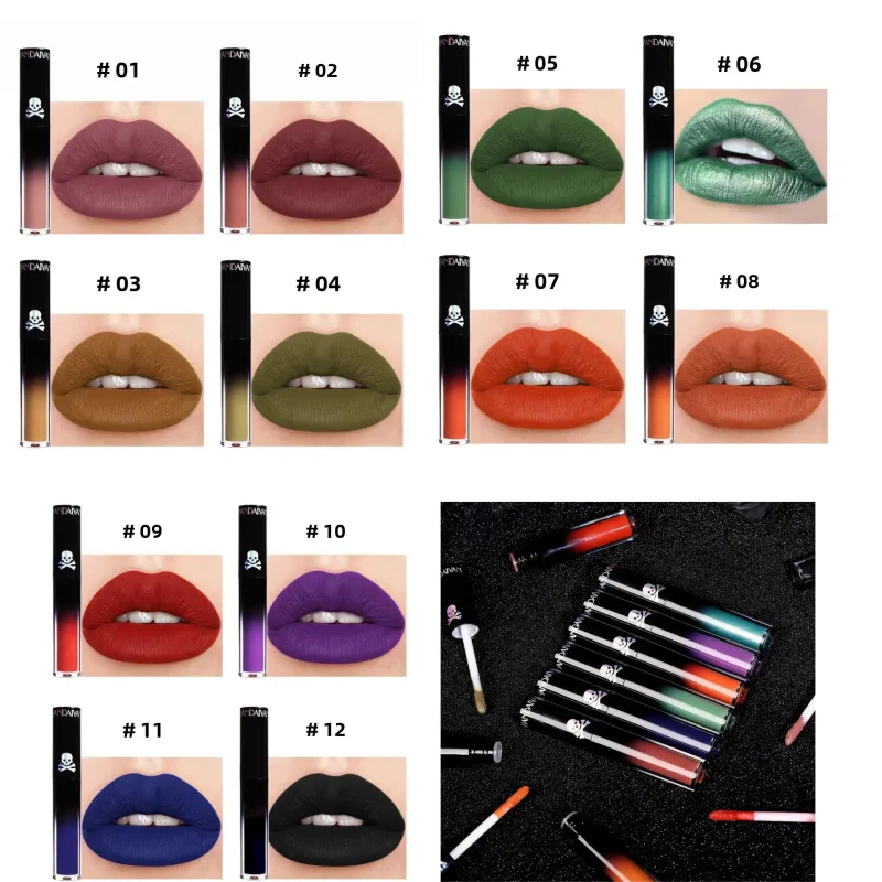 Matte Vampire Black Purple Gincu Kalis Air Lip Gloss Tahan Lama Halloween Krismas Melembapkan Bibir Berpigmen Makeup — image 4
