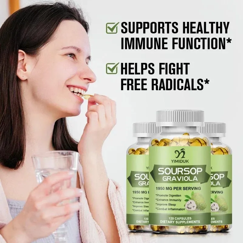 Le capsule di Graviola Soursop da 1950 mg supportano una digestione sana del sistema immunitario, un sonno migliore e un'attività antiossidante naturale — image 4