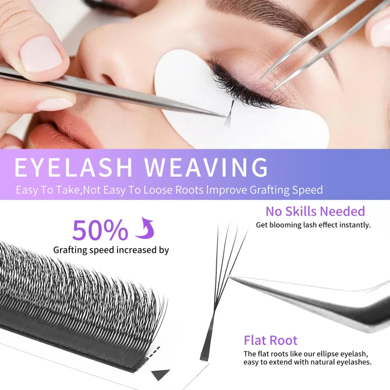 แคบ 2D Y 3D 4D 5D Eyelash Extension V-รูปปริมาณแฟนWรูปร่างขนตาBASFธรรมชาติหนาแน่นFaux Mink Lashes — image 2