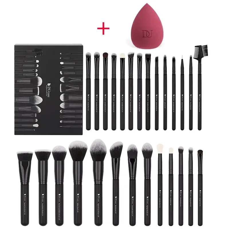 DUcare Kuas Rias Hitam Kuas Rias Profesional Eyeshadow Foundation Bedak Rambut Sintetis Lembut Kuas Rias Brochas Maquillaje