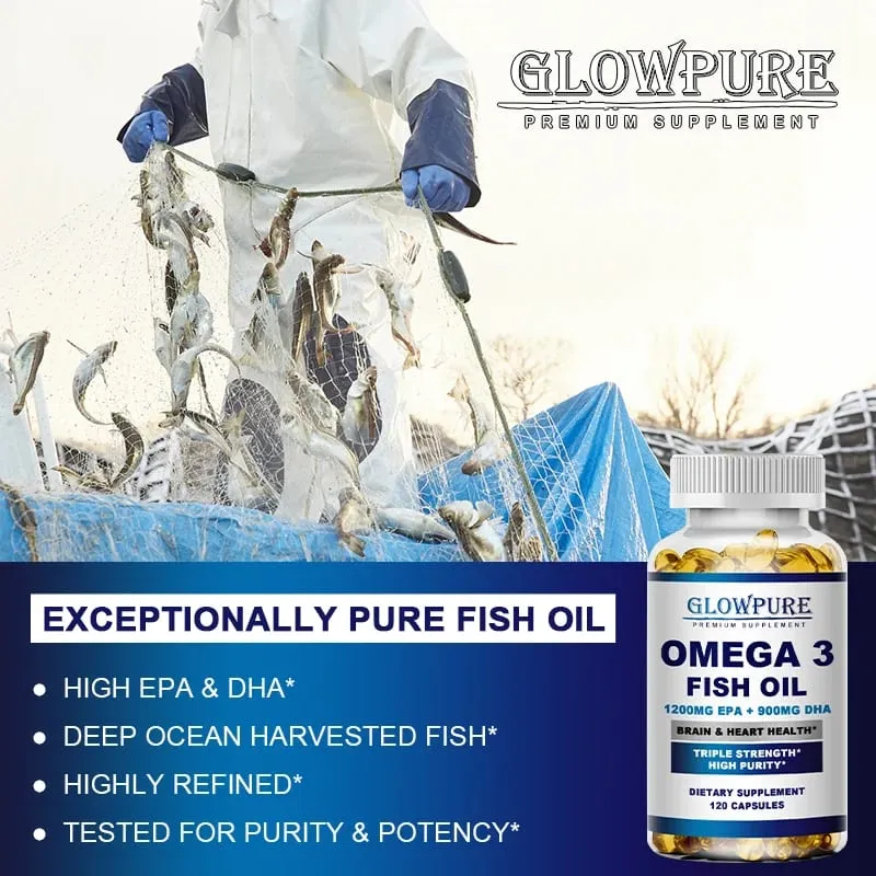 Fish Oil OMEGA-3 for Brain Cognitive Function and Memory Anti-Inflammation Antioxidant Joint Health - Rich In DHA And EPA