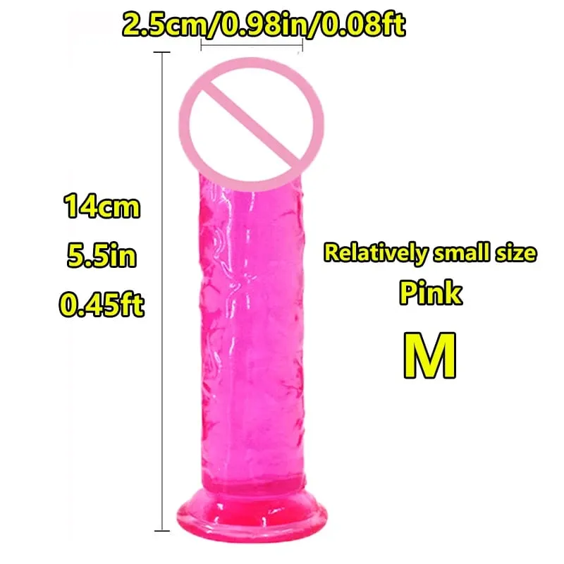Super Cheap 7 Sizes 5 Colors Realistic Soft Jelly Dildo Suction Cup Adult Sex Toy for Women and Men Vaginal and Anal Masturbator — image 29