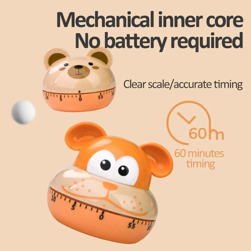 Mechanischer Küchentimer mit Cartoon-Tiermuster, Kochalarm, Countdown-Timer — image 3
