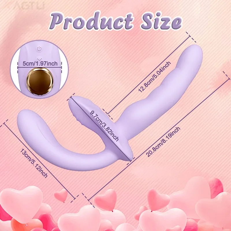 APP Stropløs Strap-On G-Spot Dildo Vibrator Realistisk dobbeltendet Vibrerende Butt Plug Analsex legetøj til kvinder, lesbiske par — image 5
