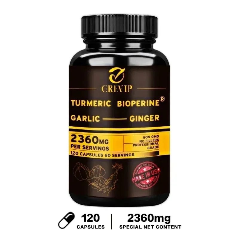 4-in-1 Turmeric Ginger Supplement - with Garlic Curcumin Black Pepper - Joints Immune Support Improves Digestion — image 9