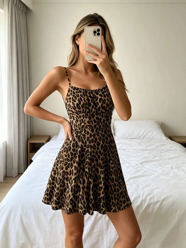 Mini robe froncée à imprimé léopard pour femmes, bretelles Spaghetti, dos nu, mode de rue pour soirée ou soirée