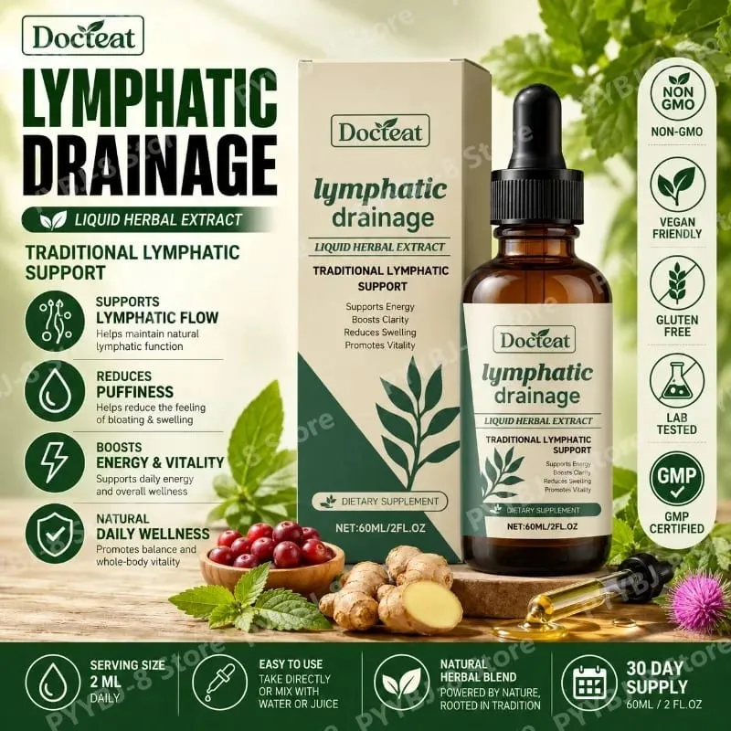 Lymfedrainagedruppels 60 ml supplement helpen opgeblazen gevoel en gezondheid van het immuunsysteem met klavertjes rode klaver en stillingiawortel — image 1