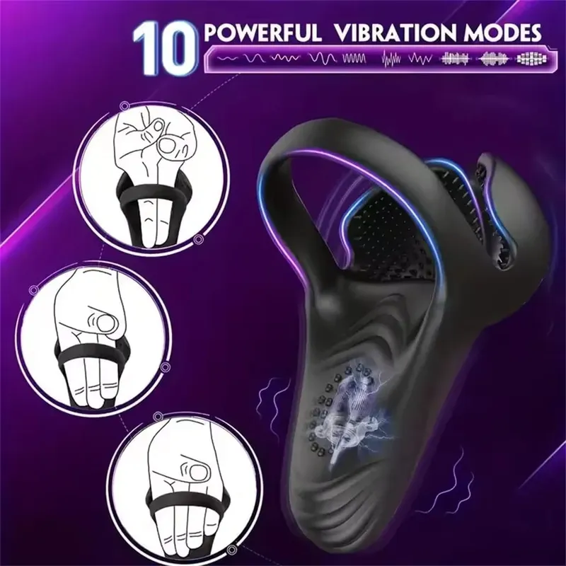 Penggetar Cincin Zakar Zakar untuk Lelaki Perangsang Testis Tanpa Wayar Lelaki Alat Kawalan Jauh Glans Massager Masturbator Mainan Seks untuk Lelaki 18+ — image 4