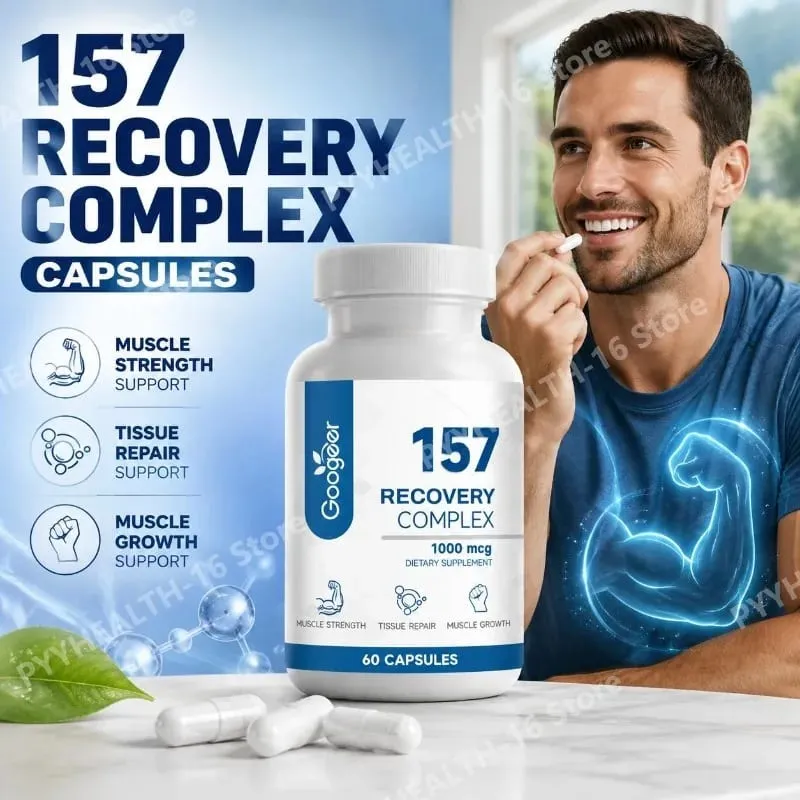 157 Recovery Complex Capsules พร้อม L-Valine และ L-Glutamine สำหรับการฟื้นฟูสนับสนุนการเจริญเติบโตของกล้ามเนื้อ Amino Blend 1,000 Mcg 60 แคปซูล — image 1